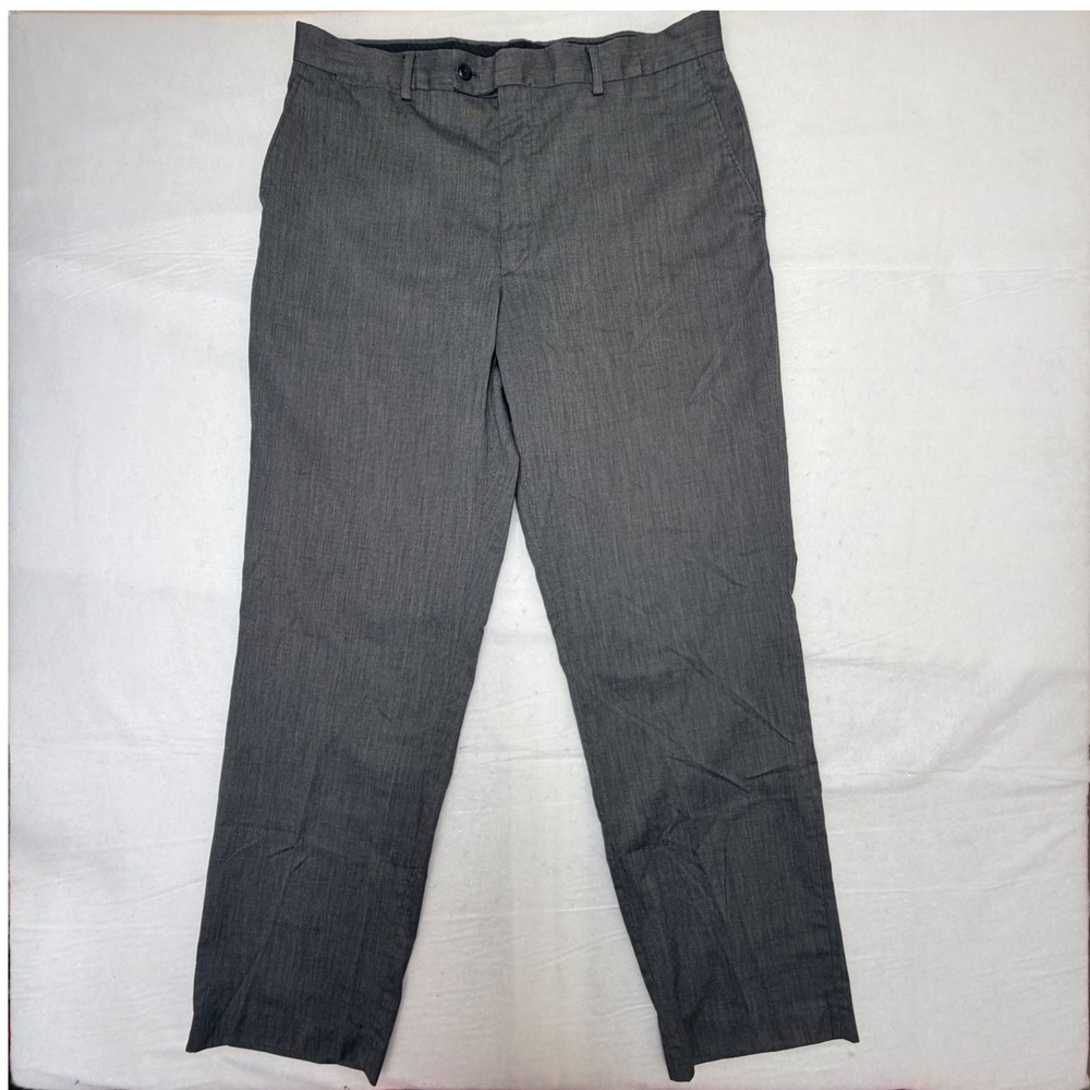J. Ferrar Mens Charcoal Gray Textured Dress Pants Flat Front 38x34‎ Business